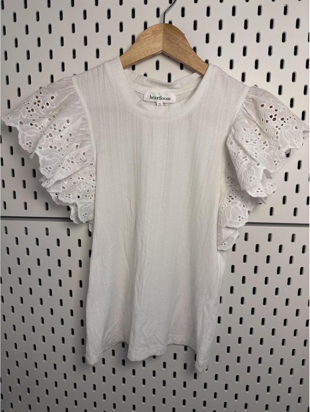 Heartloom White Eyelet Lace Sleeve Blouse Size XS Boho